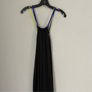 Zinke Women’s High Neck Deep Cut Back Maxi Black Dress size S